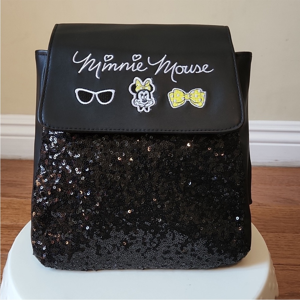 Vintage Minnie Mouse sequin mini backpack ears and earrings set 💛 - Picture 2 of 7